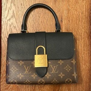 Louis Vuitton Black and Brown Satchel with Gold Lock